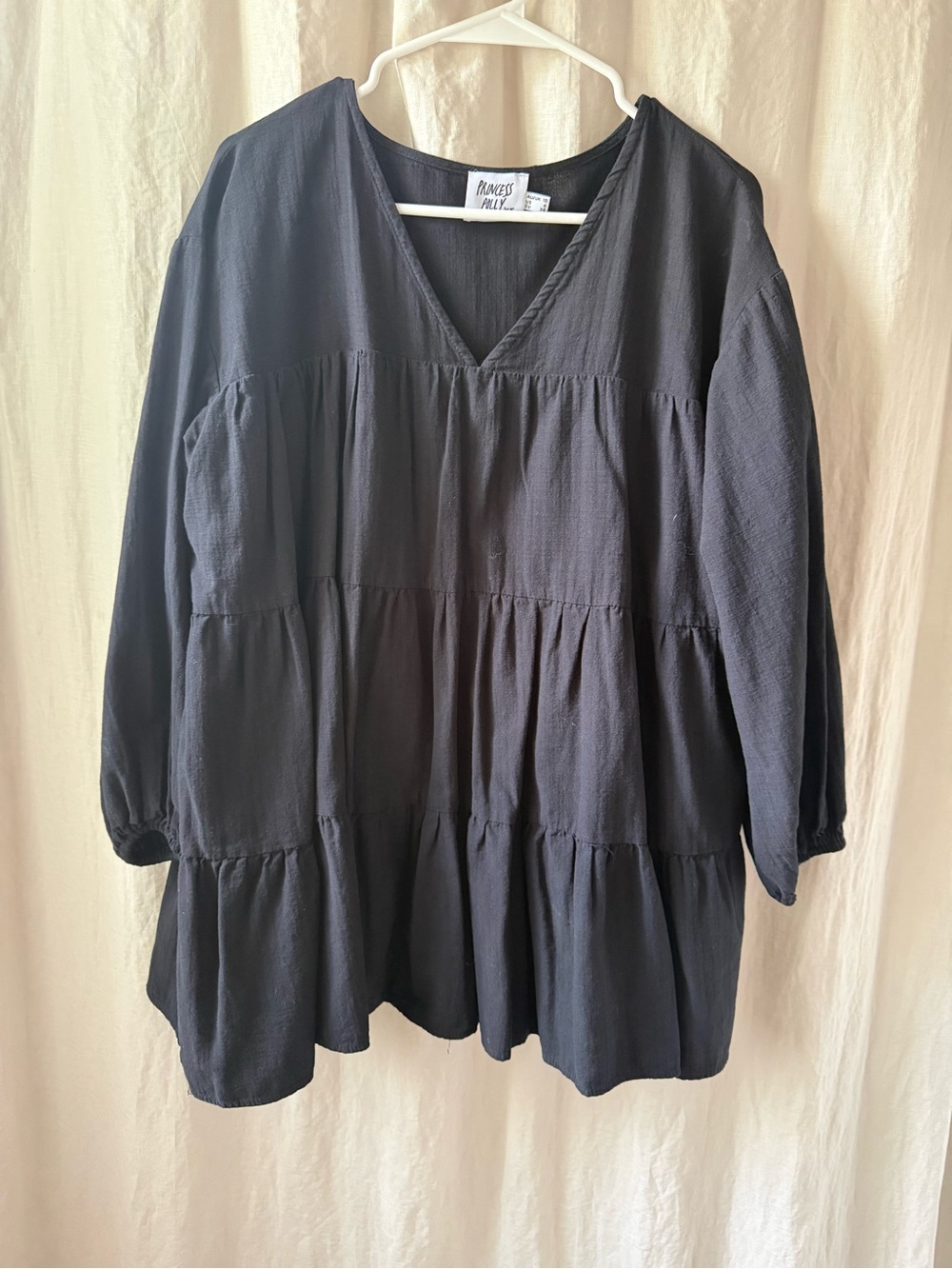 Princess Polly Black Tiered V-Neck Tunic